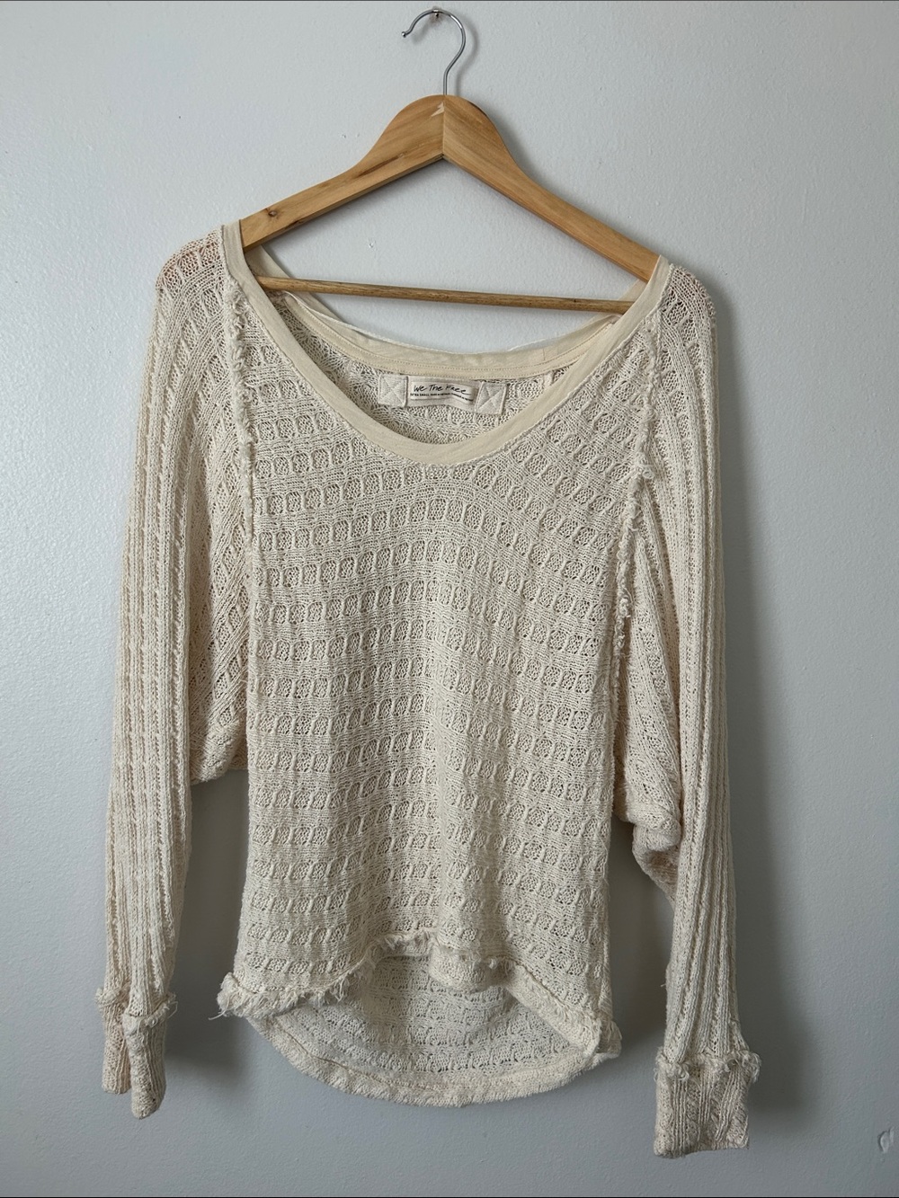 We The Free Free People Cream Open Knit Sweater Top XS